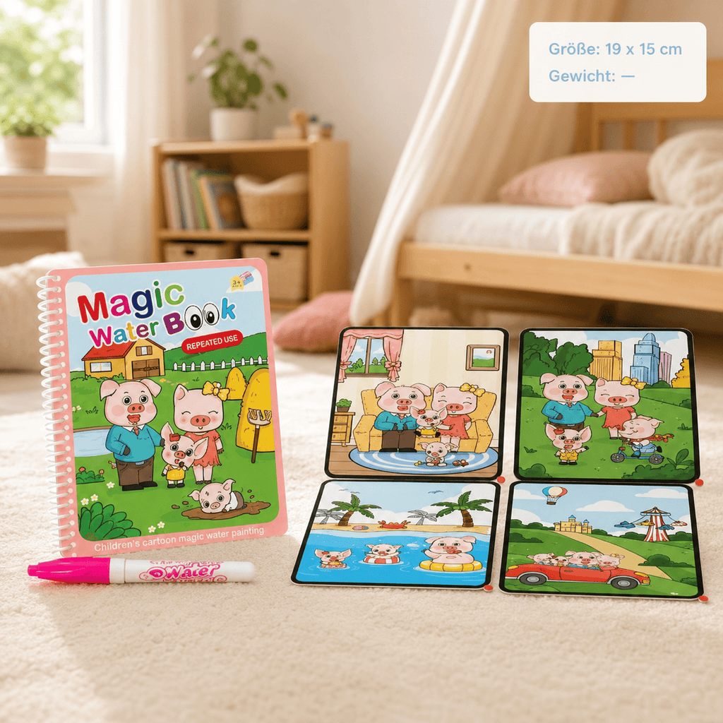 Montessoriland Montessori-Wassermalbuch mit Schweinchenmotiven