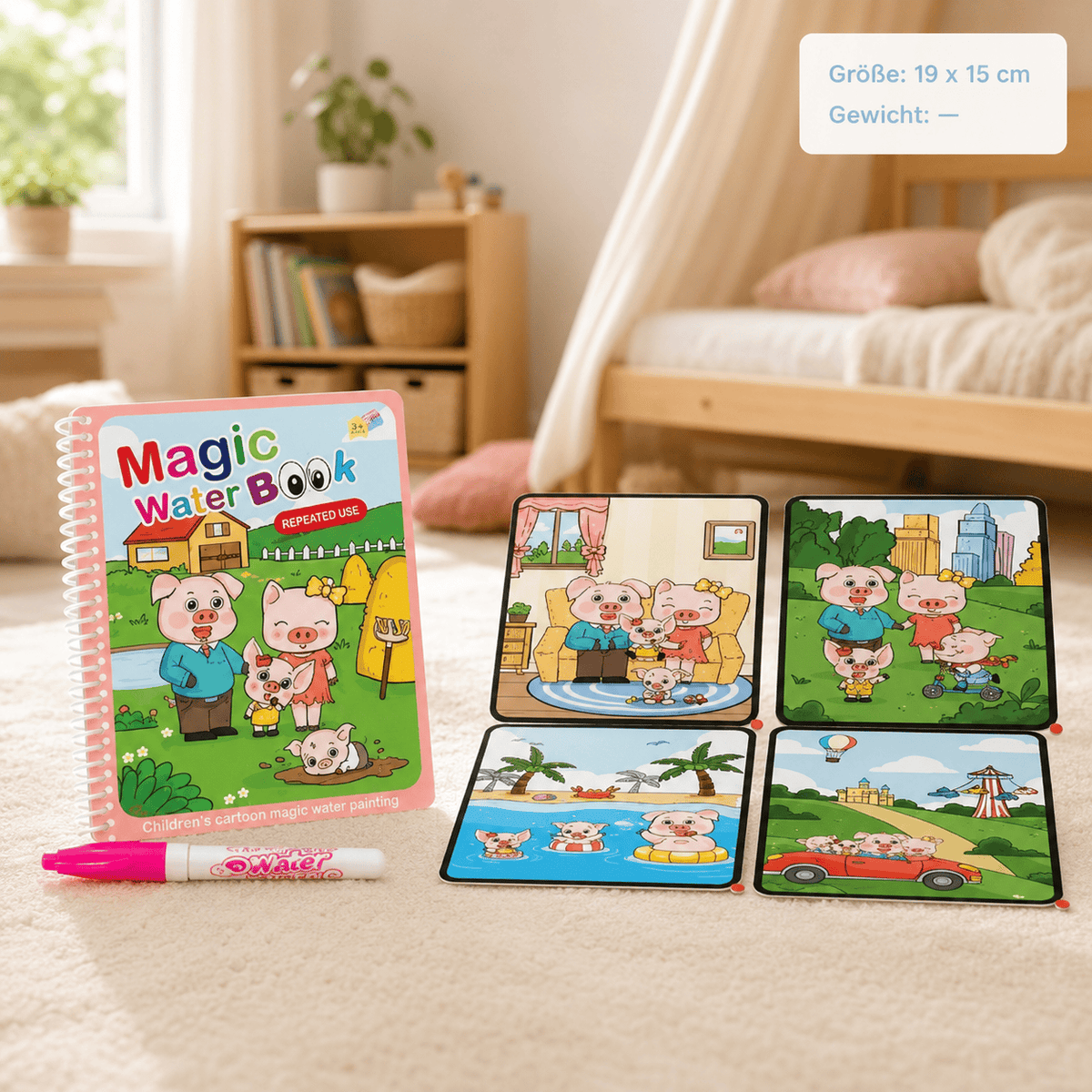 Montessoriland Montessori-Wassermalbuch mit Schweinchenmotiven