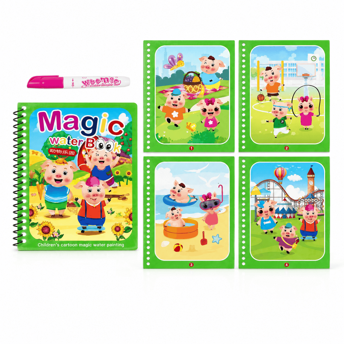 Montessoriland Montessori-Wassermalbuch mit Schweinchenmotiven