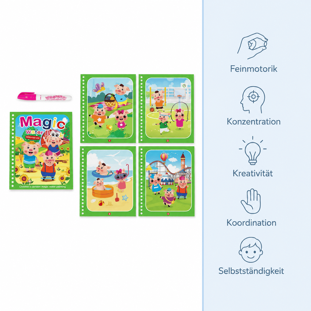 Montessoriland Montessori-Wassermalbuch mit Schweinchenmotiven