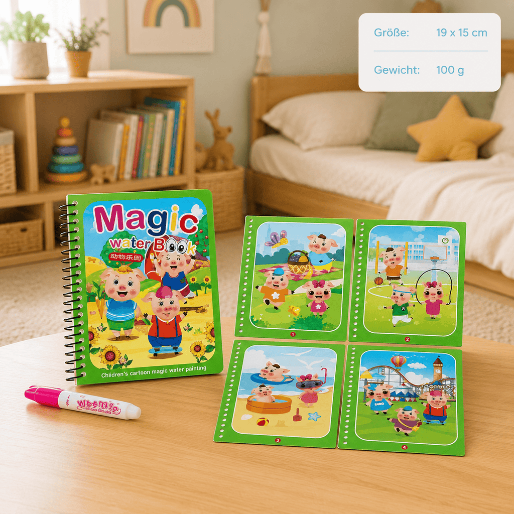 Montessoriland Montessori-Wassermalbuch mit Schweinchenmotiven