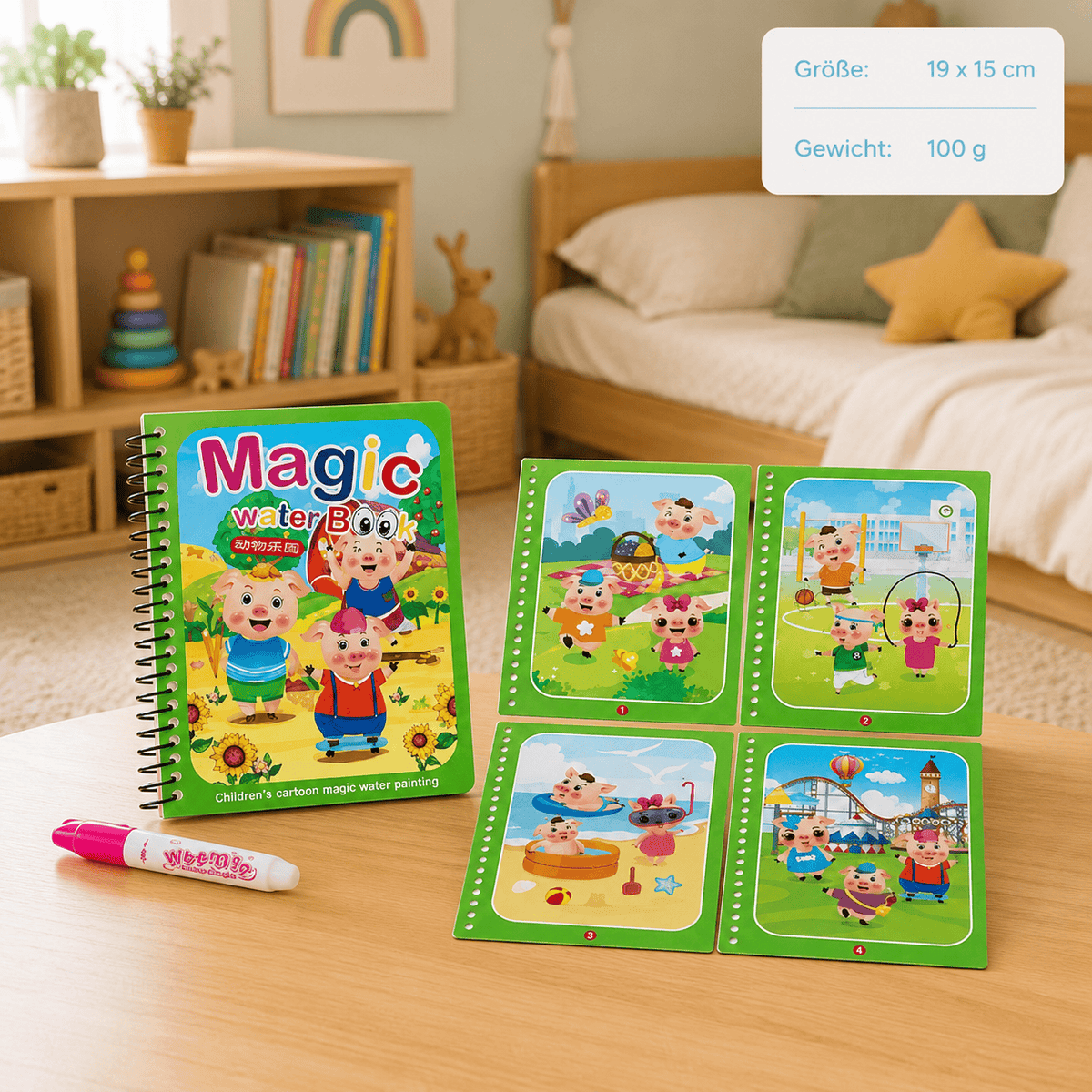 Montessoriland Montessori-Wassermalbuch mit Schweinchenmotiven