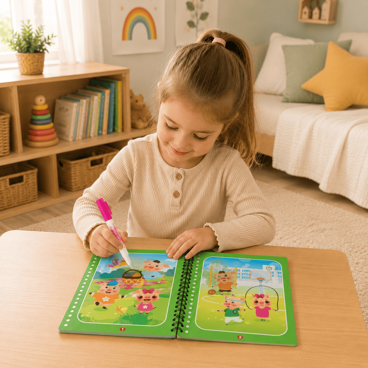 Montessoriland Montessori-Wassermalbuch mit Schweinchenmotiven Bild
