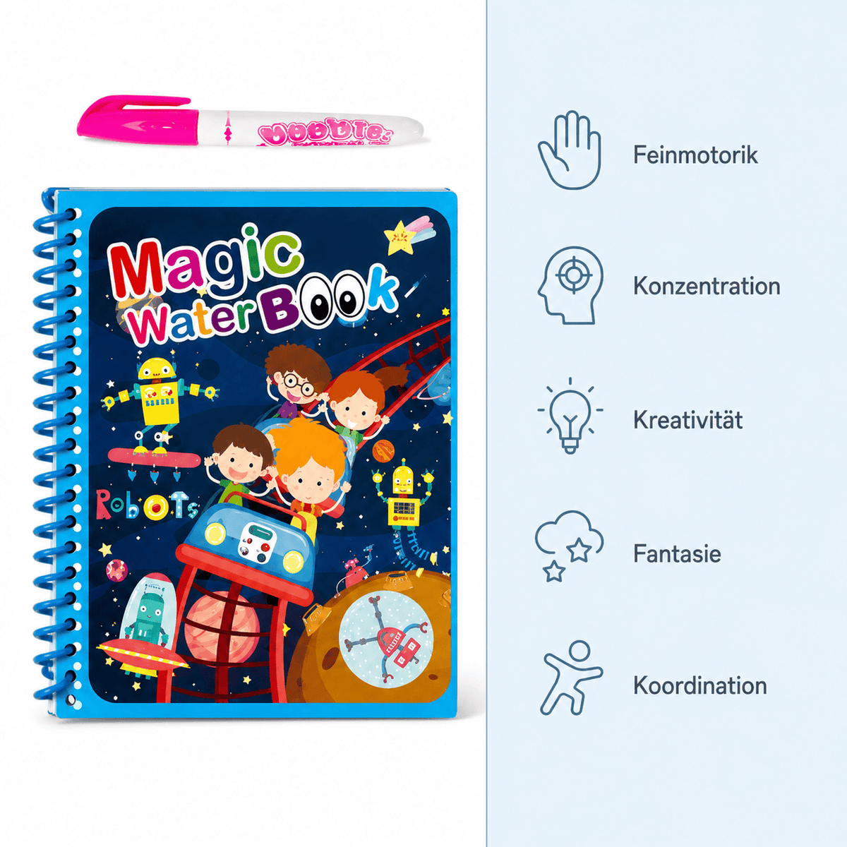 Montessoriland Montessori-Wassermalbuch mit Wasserstift