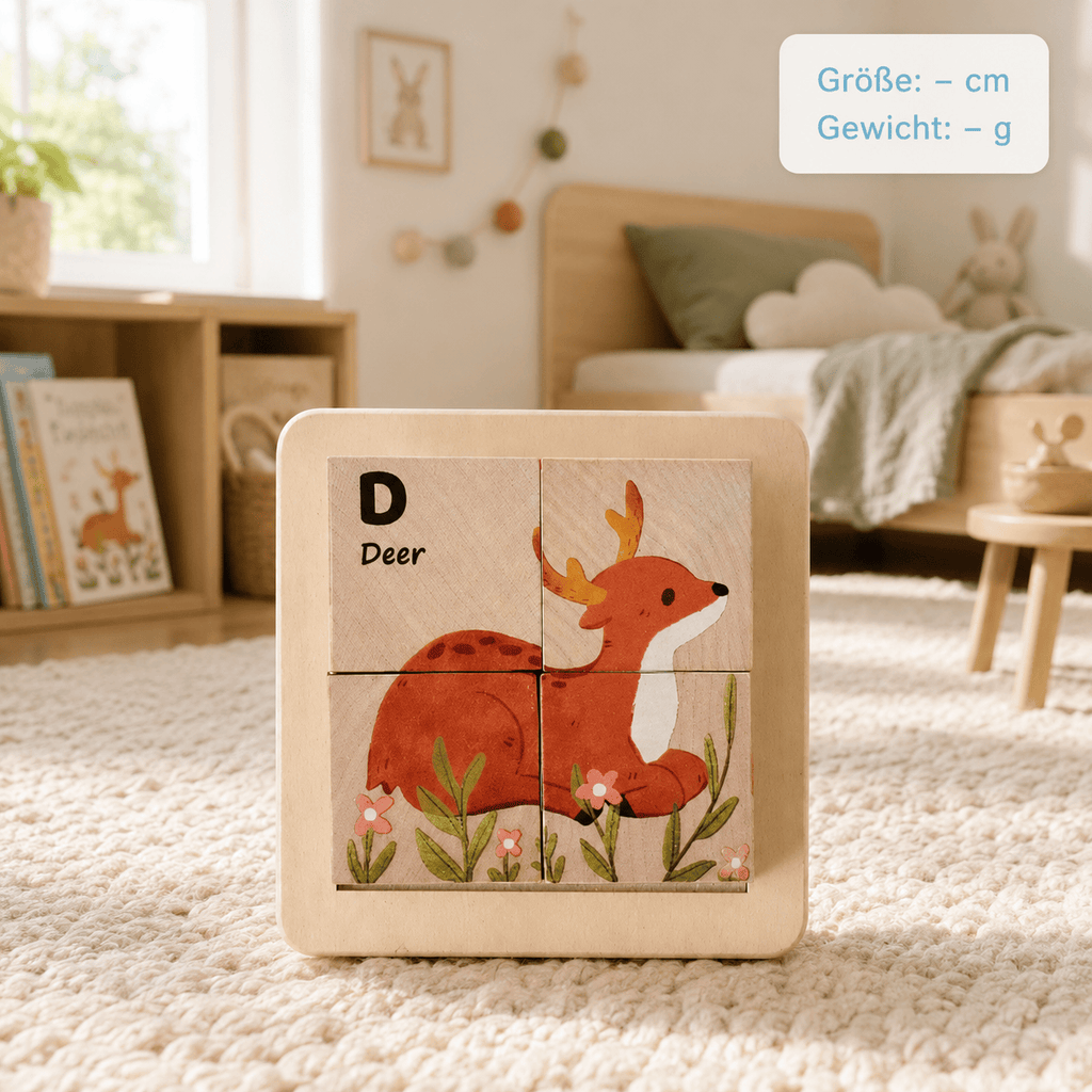 Montessoriland Montessori-Würfelpuzzle mit Reh-Motiv