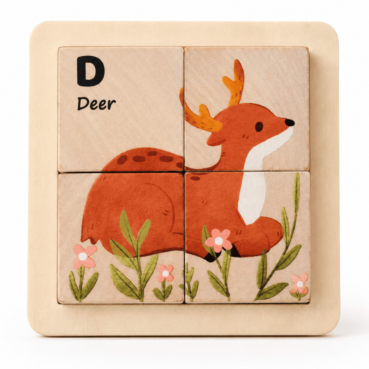 Montessoriland Montessori-Würfelpuzzle mit Reh-Motiv