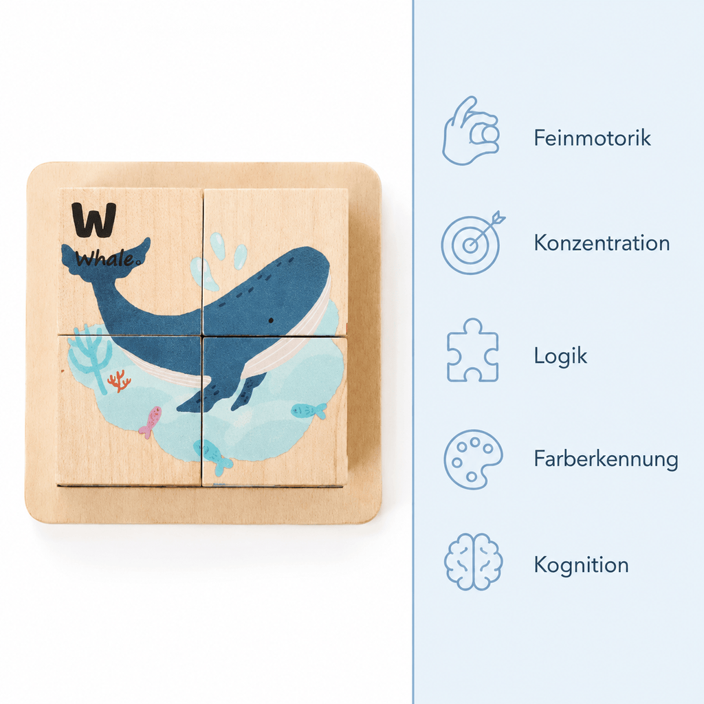 Montessoriland Montessori-Würfelpuzzle mit Wal-Motiv