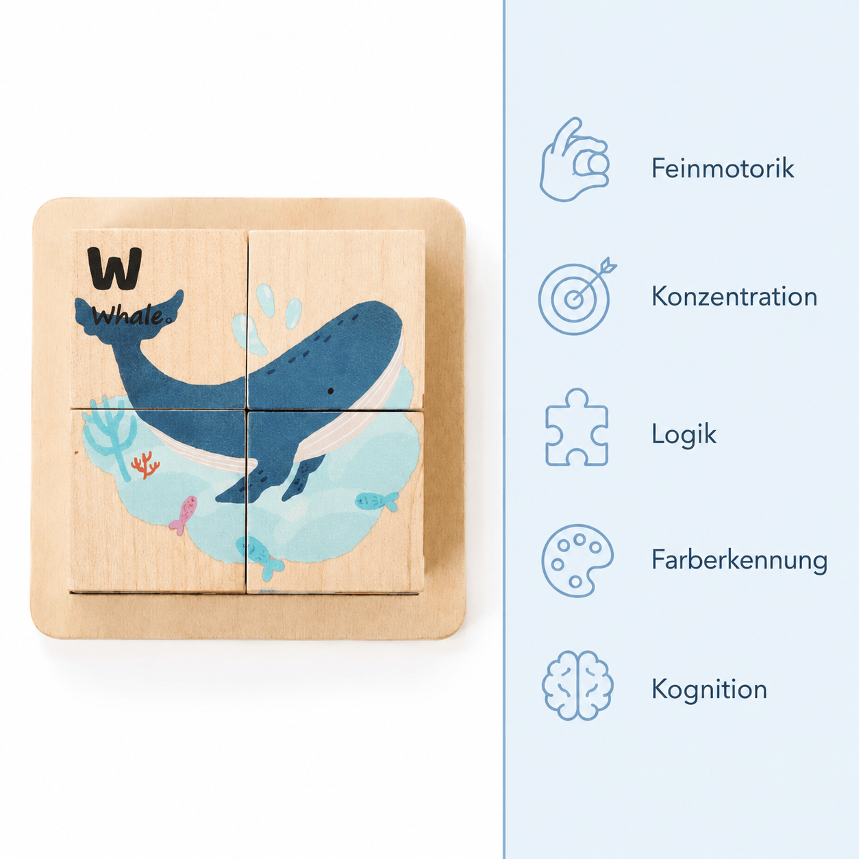 Montessoriland Montessori-Würfelpuzzle mit Wal-Motiv Bild