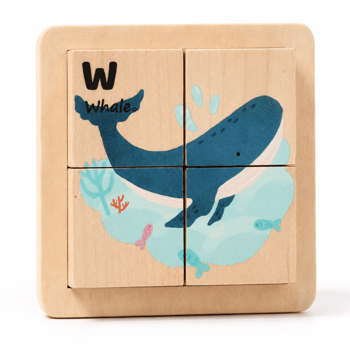 Montessoriland Montessori-Würfelpuzzle mit Wal-Motiv