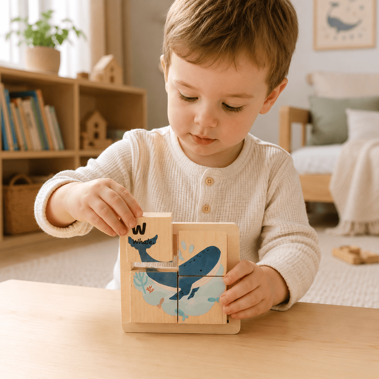 Montessoriland Montessori-Würfelpuzzle mit Wal-Motiv Bild