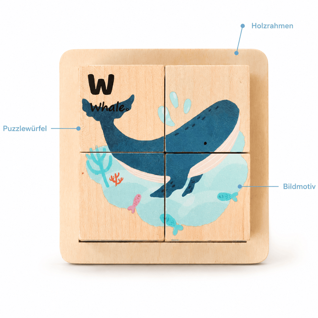 Montessoriland Montessori-Würfelpuzzle mit Wal-Motiv