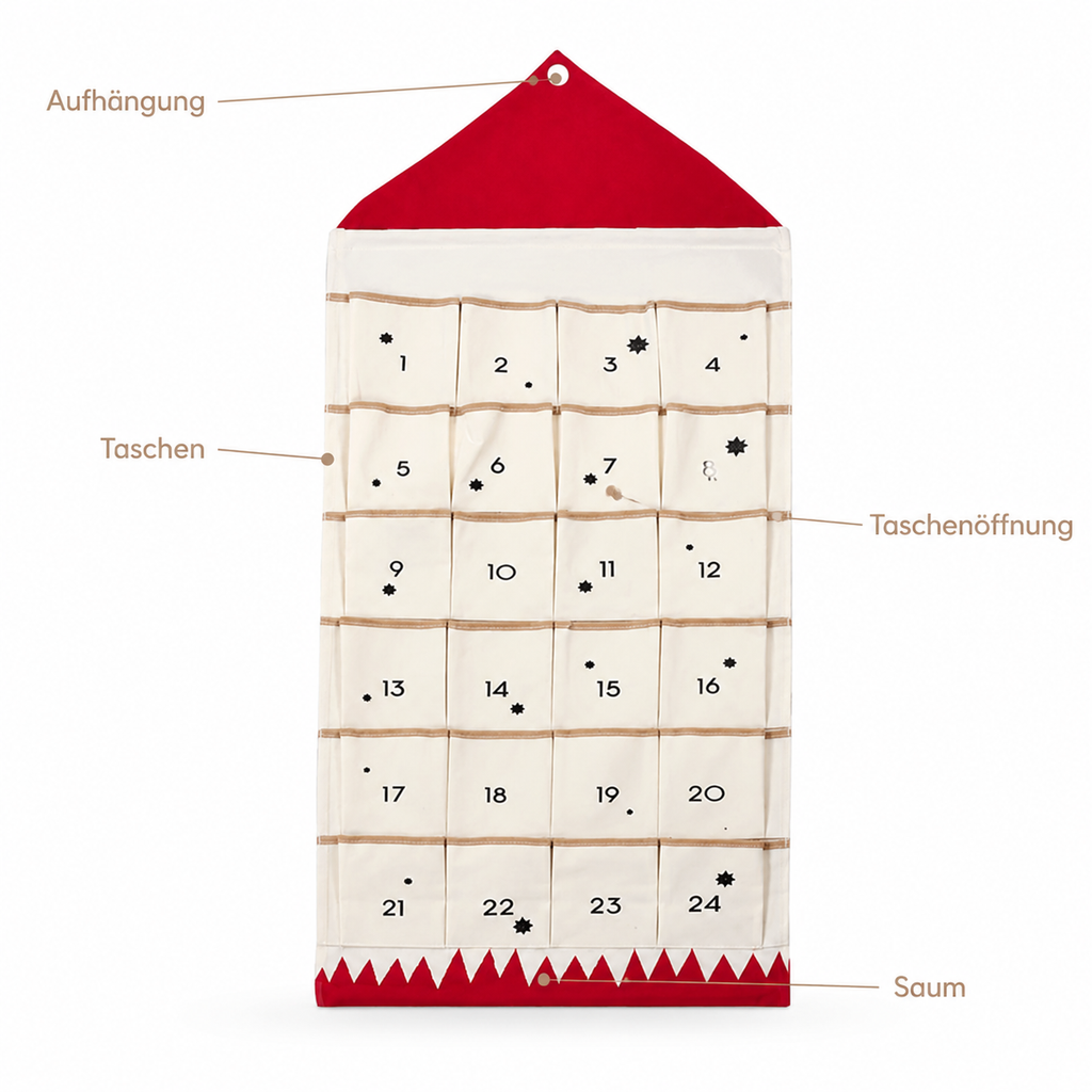 Toddlers Christmas Calendar – Count down to Christmas with joy and surprises! - Red - Pointe des choses