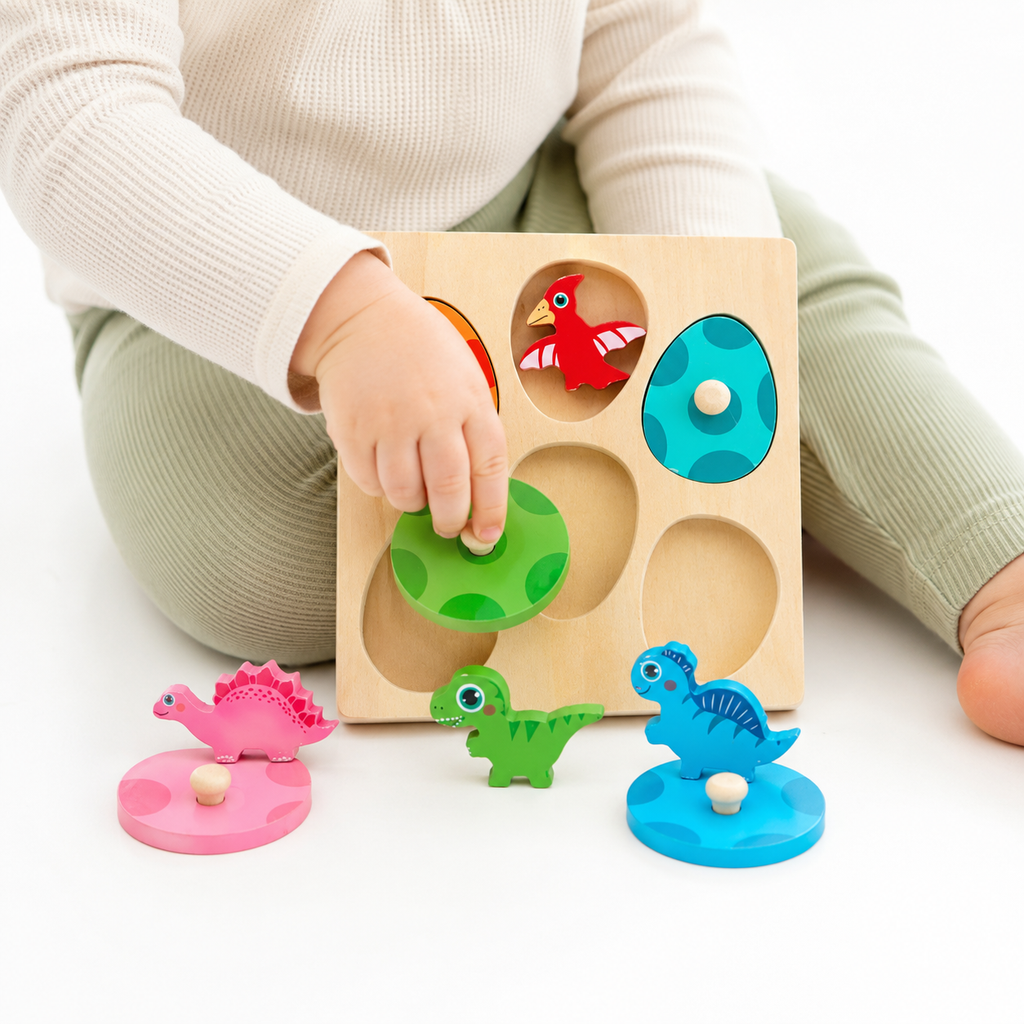 Toddlers Dino Eggs Puzzle - Entrain de jouer fond blanc