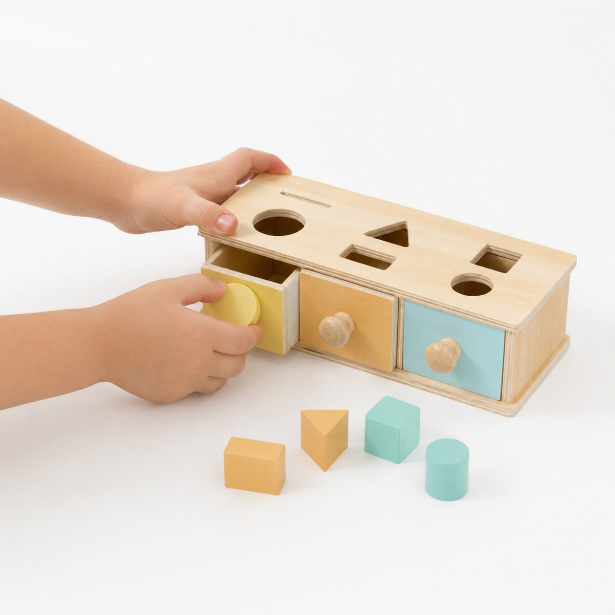 Toddlers Object Permanence Box - Watch, Drop, Discover - 3-in-1 - Entrain de jouer, mais avec les caractéristiques
