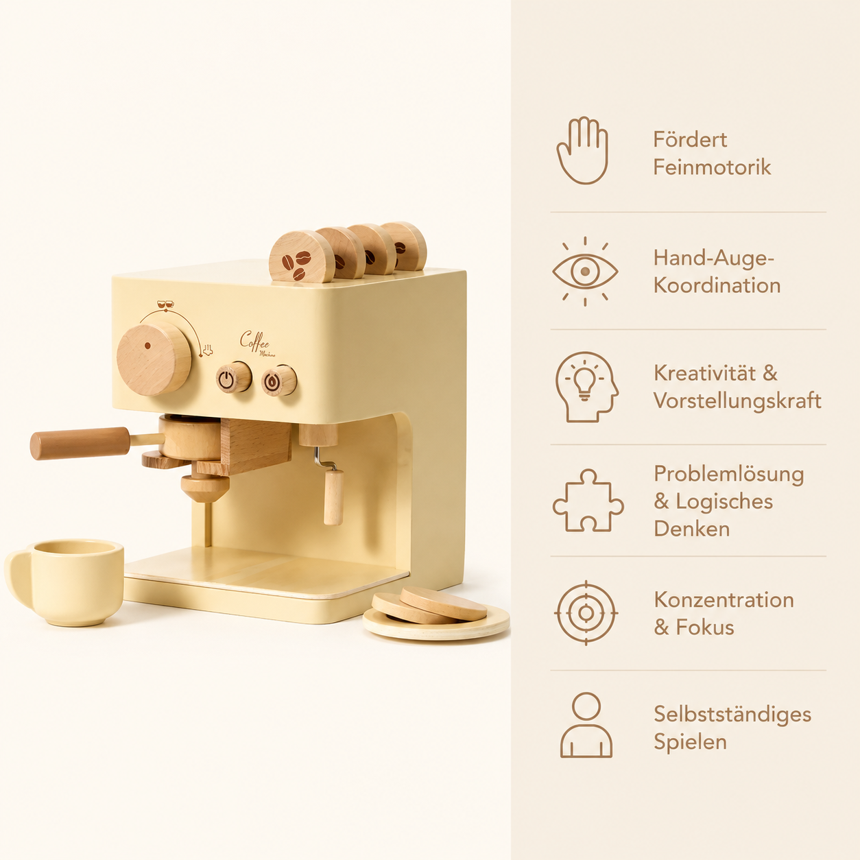 Toddlers Wooden Coffee Machine - Avec Bénéfices Bild