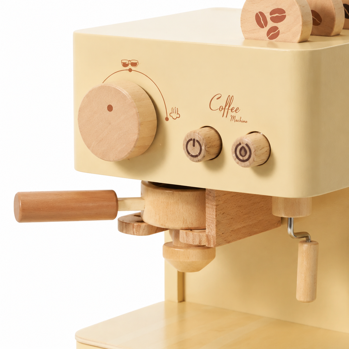 Toddlers Wooden Coffee Machine - Close up
