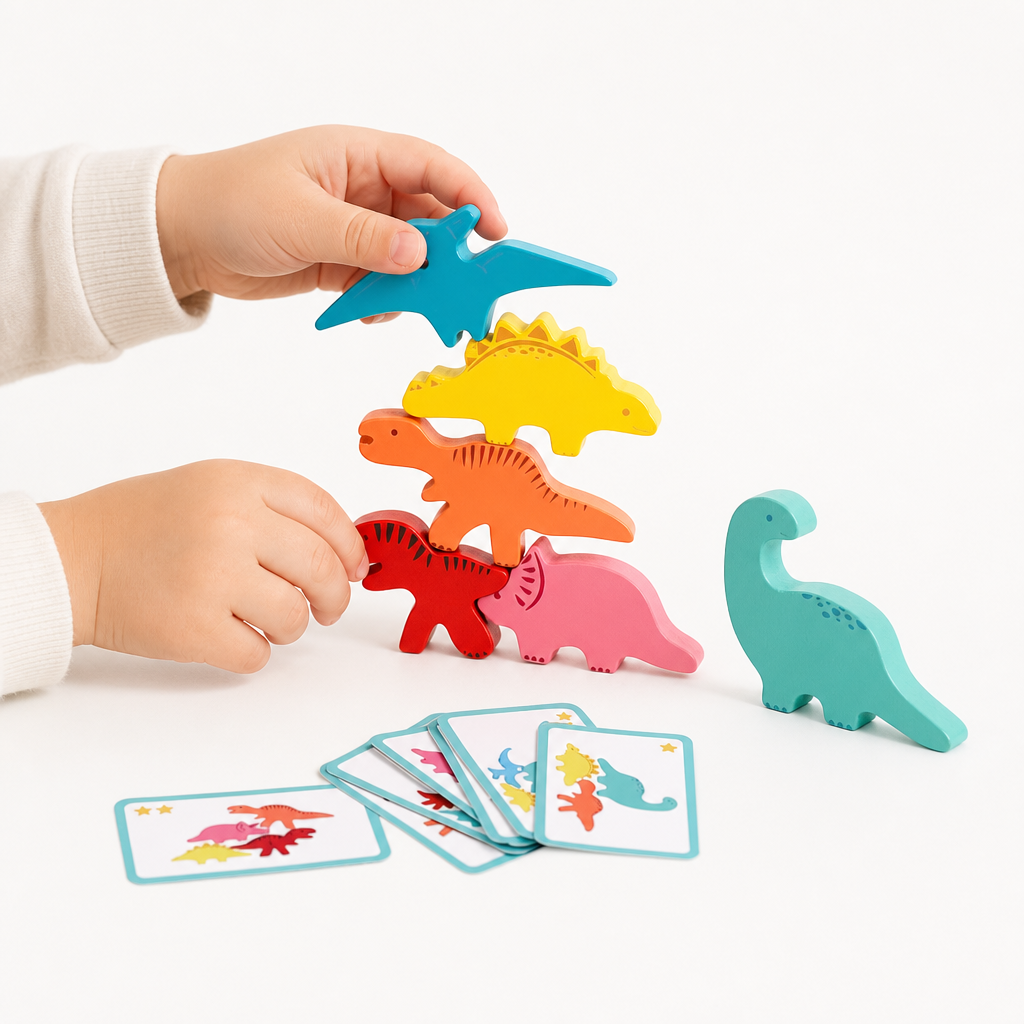 Wooden Balance Blocks Toys For Children Animal Dinosaur Building Stacking High Board Games Wood Montessori Toy Boys Kids Gift - Entrain de jouer, mais avec les caractéristiques