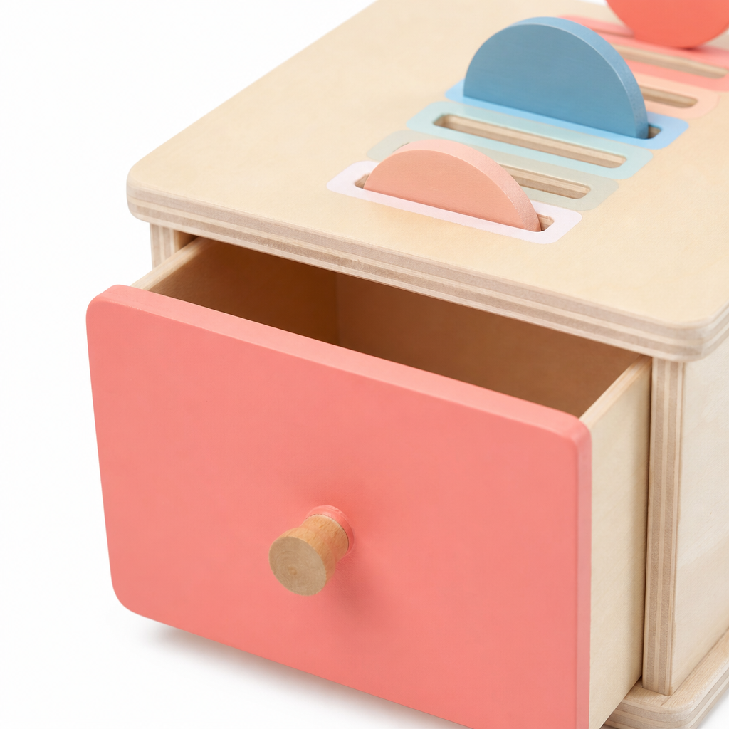 Wooden Color Shape Sorting Toys Drawer Box Busy Board Matching Game Fine Motor Sensory Toys Montessori Learning For Baby Gifts - Close up