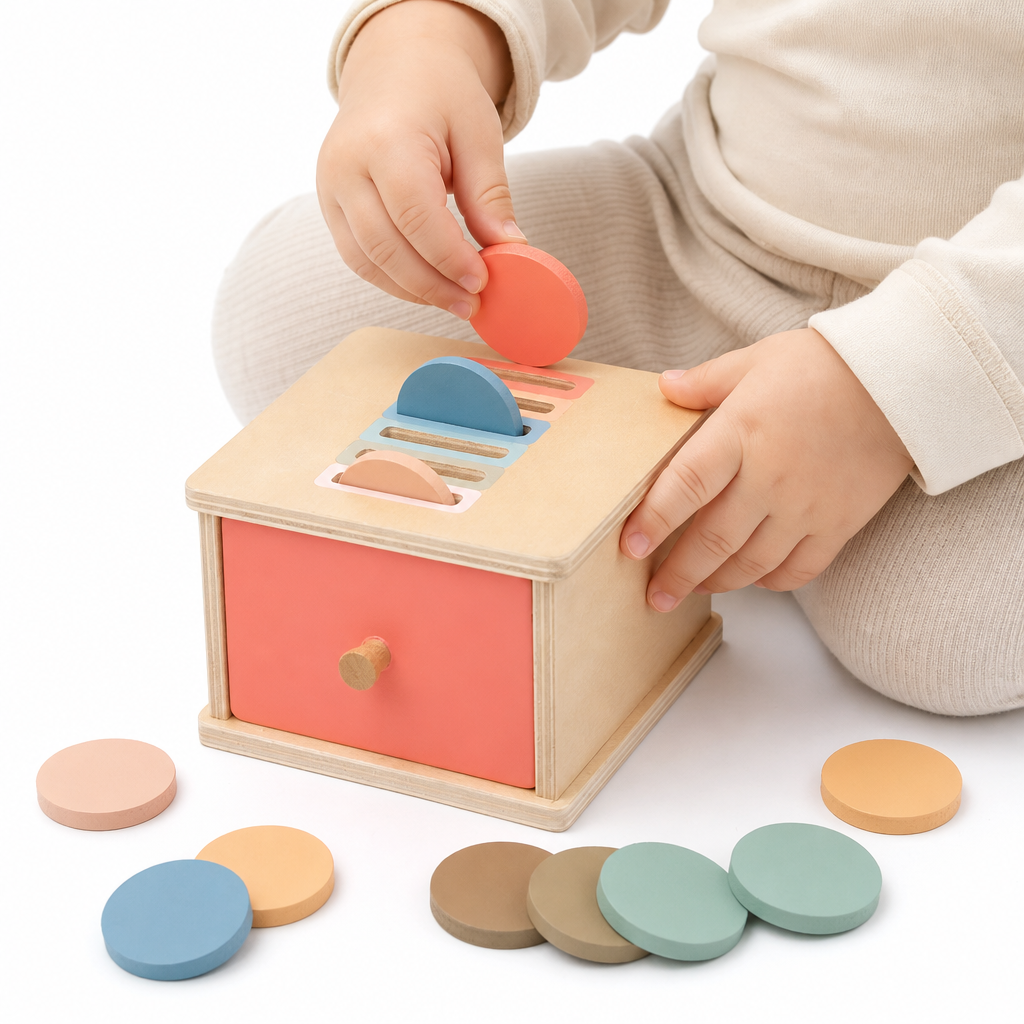 Wooden Color Shape Sorting Toys Drawer Box Busy Board Matching Game Fine Motor Sensory Toys Montessori Learning For Baby Gifts - Entrain de jouer fond blanc