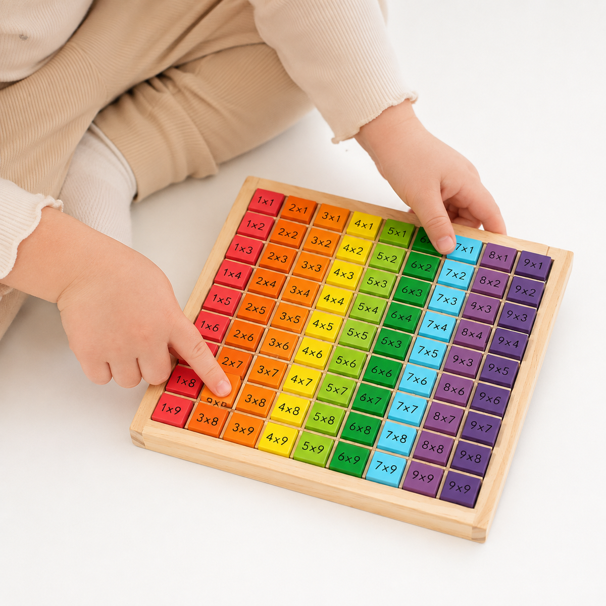 Wooden Multiplication Table Board - Entrain de jouer fond blanc