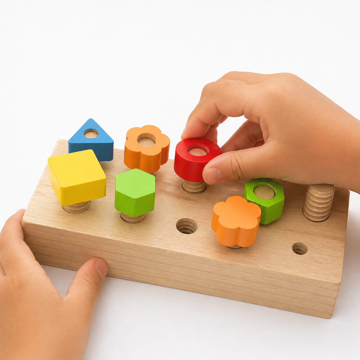 Wooden Nut Bolts Building Blocks Color Shape Sorter Toys Kids Montessori Matching Game Education Sensory Toys Fine Motor Skills - Entrain de jouer, mais avec les caractéristiques