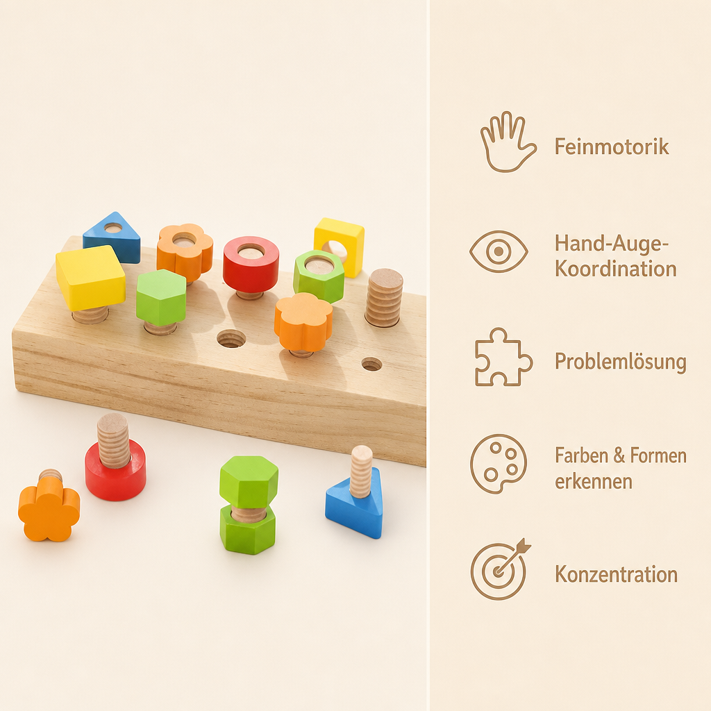 Wooden Nut Bolts Building Blocks Color Shape Sorter Toys Kids Montessori Matching Game Education Sensory Toys Fine Motor Skills - Avec Bénéfices Bild
