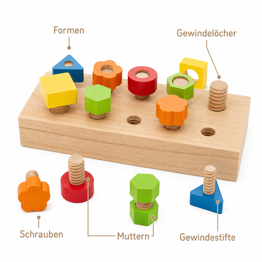Wooden Nut Bolts Building Blocks Color Shape Sorter Toys Kids Montessori Matching Game Education Sensory Toys Fine Motor Skills - Pointe des choses